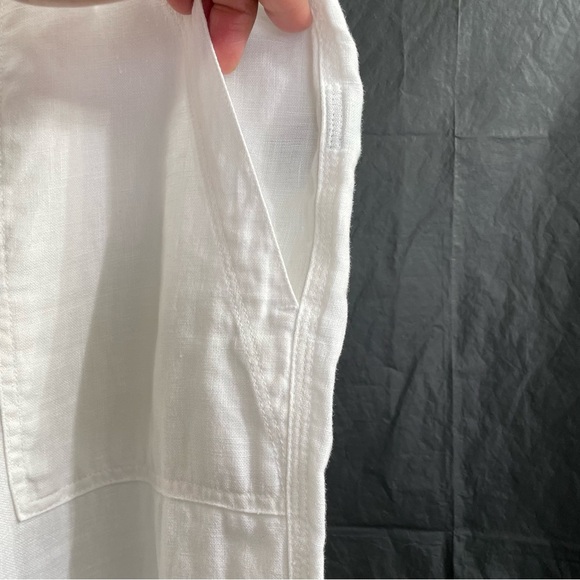 Women’s 14 Lauren Ralph Lauren 100% Linen White Capris Vacation Resort Summer - Picture 3 of 6